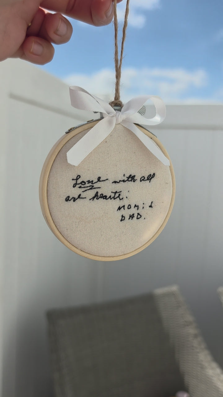 Memorial Handwriting Embroidery | Custom Signature Heirloom Hoop