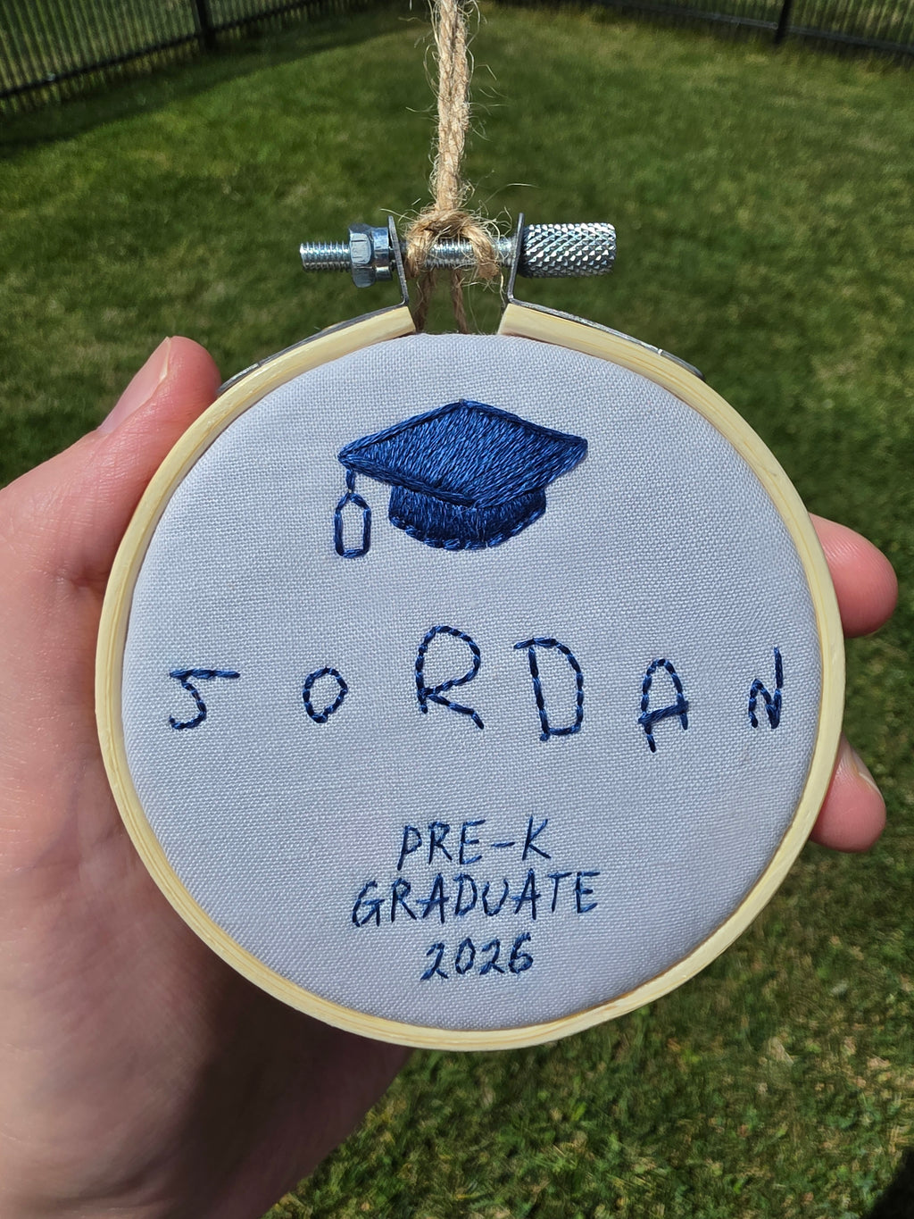 Preschool & Kindergarten Graduation Keepsake | Custom Handwriting Embroidery Hoop | Class of 2026