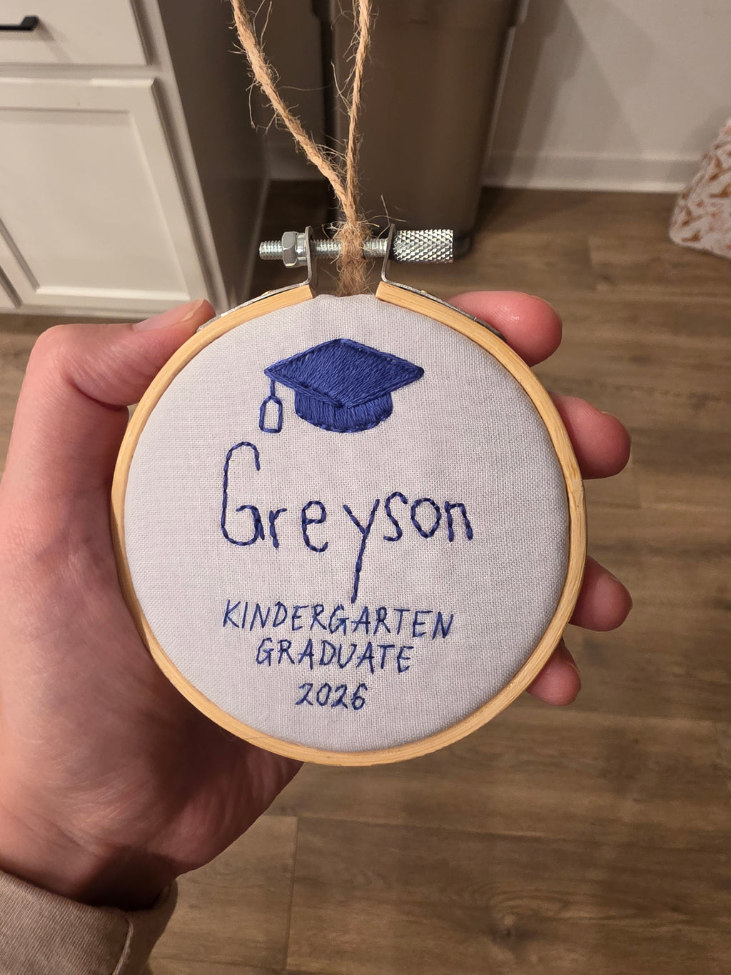 Preschool & Kindergarten Graduation Keepsake | Custom Handwriting Embroidery Hoop | Class of 2026